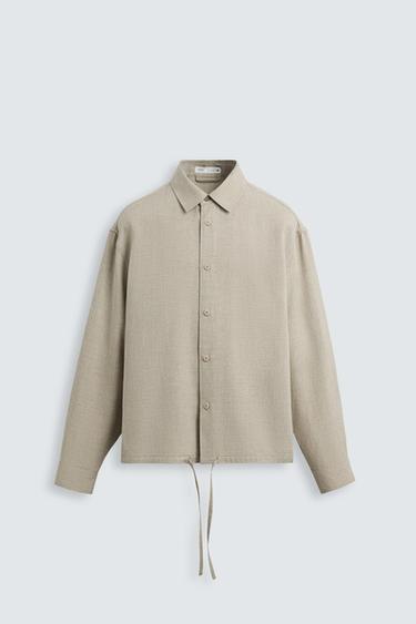 Zara LINEN TEXTURED OVERSHIRT - Light beige