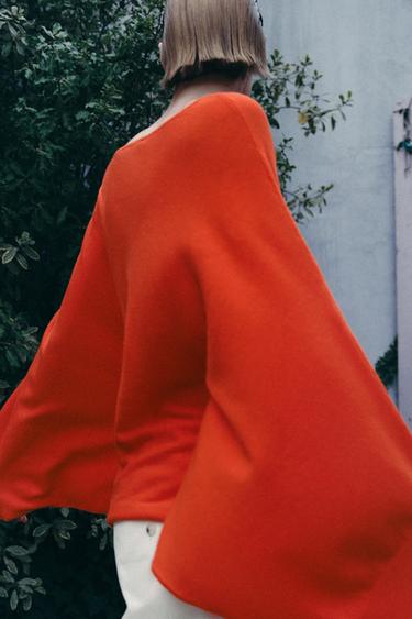 PULL EN MAILLE MANCHES CHAUVE-SOURIS - Orange de Zara - Image 6