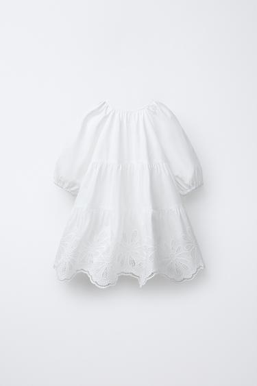 EMBROIDERED FLORAL DRESS - White by Zara - Image 1