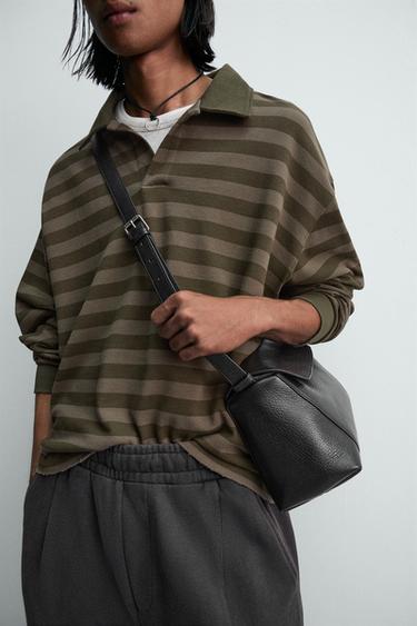 STRIPED PIQUÉ RUGBY POLO SHIRT - Dark khaki by Zara - Image 4