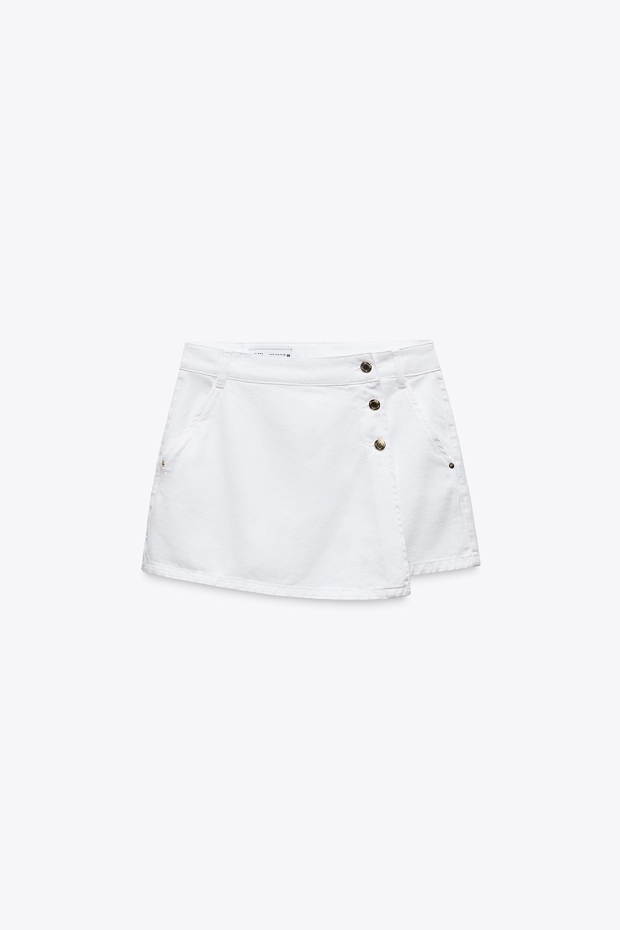 Z1975 デニムラップスカートパンツ - ホワイト | ZARA Japan / 日本