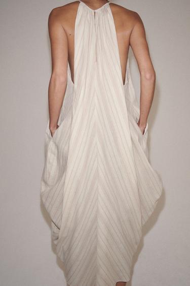 ZW COLLECTION LINEN BLEND HALTER DRESS - striped by Zara