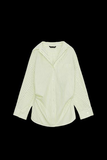 CAMISA POPELÍN OVERSIZE RAYAS - Lima claro de Zara - Imagen 0