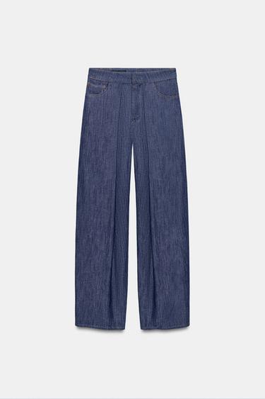 LINEN BLEND PLEATED TROUSERS - Indigo by Zara - Image 5