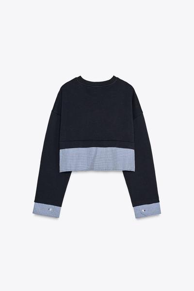 SUDADERA CROP COMBINADA - Marino de Zara - Imagen 4