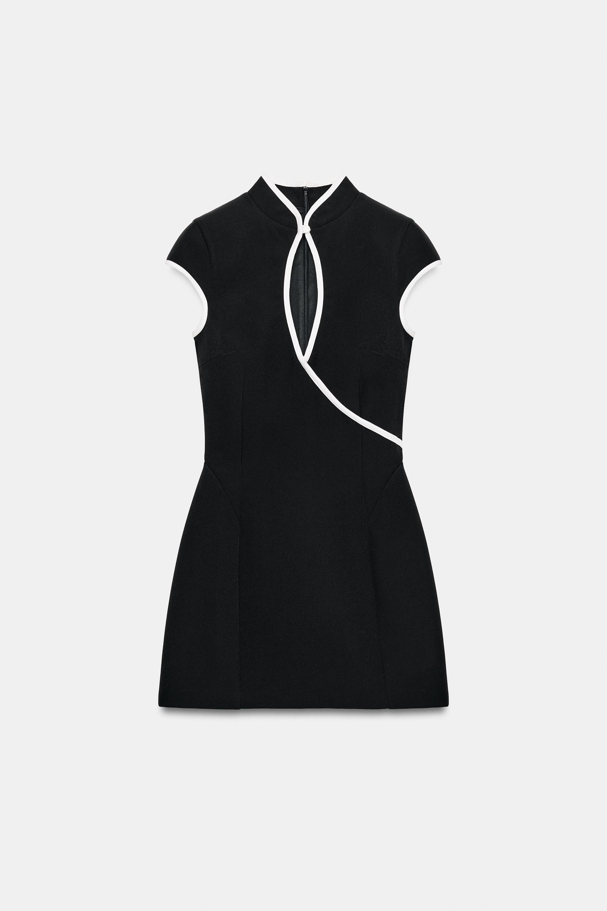 black dress with white piping MARMALADE Classic Trim Marmalade-shop 3% spandex Chest measurements laying flat (armpit to armpit) 1950s Black & White Piping