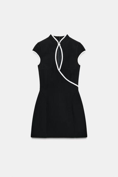 ROBE COURTE LISERÉS CONTRASTANTS - Noir de Zara - Image 5