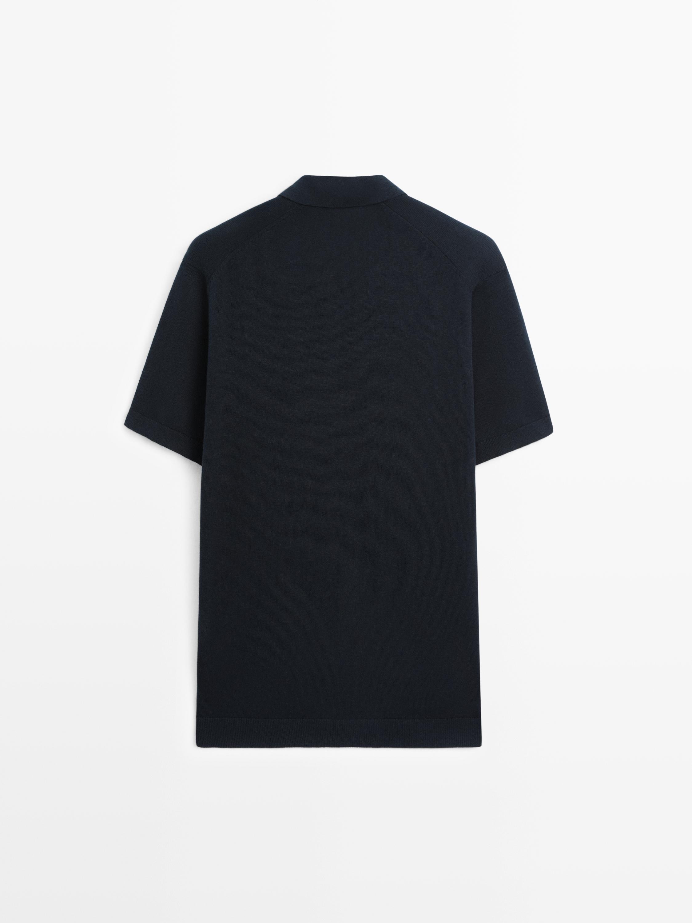 Cotton blend knit polo sweater