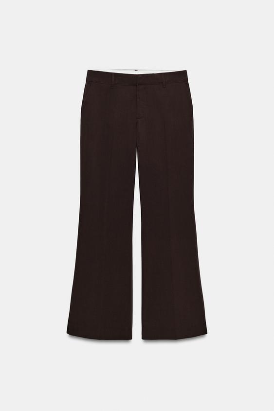 PANTALÓN TIRO BAJO - Berenjena oscuro de Zara - Imagen 0