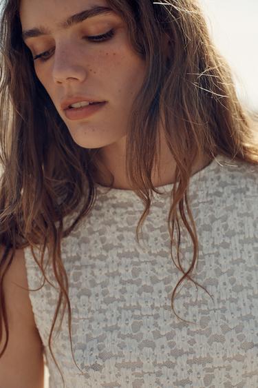 ROBE LONGUE EN DENTELLE - Blanc cassé de Zara - Image 3