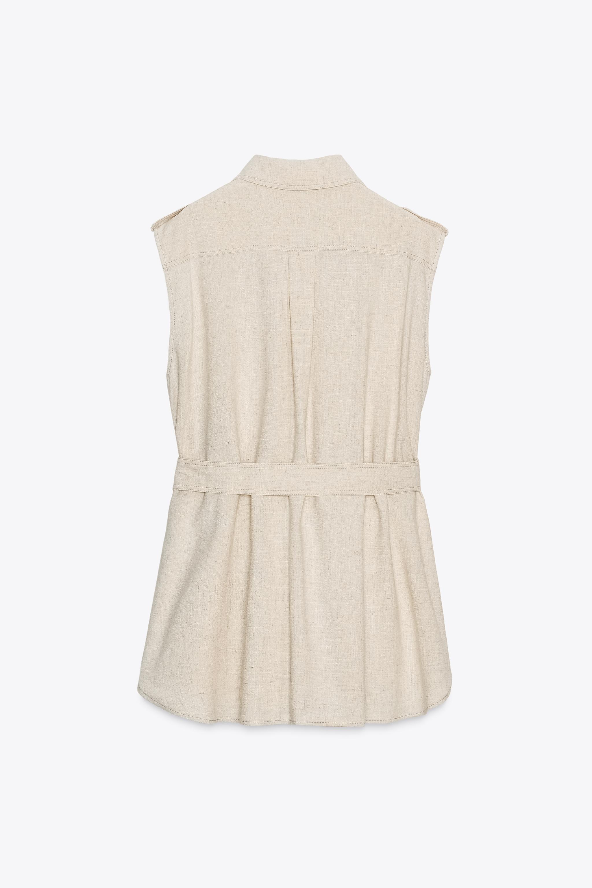 GILET LONG CEINTURE AVEC LIN