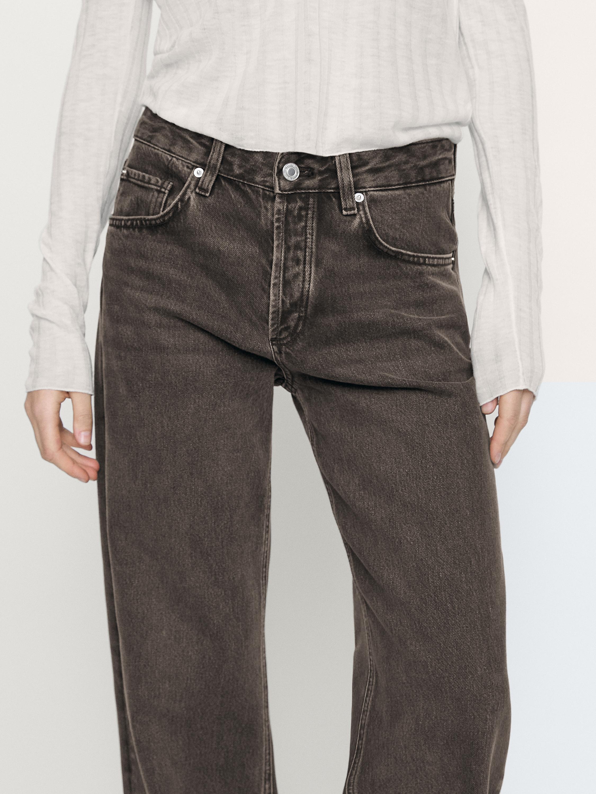 【Massimo dutti】ワイドレッグジーパン High-waist wide-leg jeans with pockets · Medium Blue