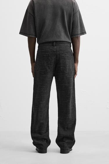 JACQUARD BAGGY FIT JEANS - Black by Zara - Image 2