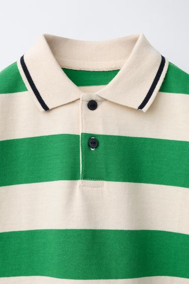 POLO À RAYURES - Vert de Zara - Image 2