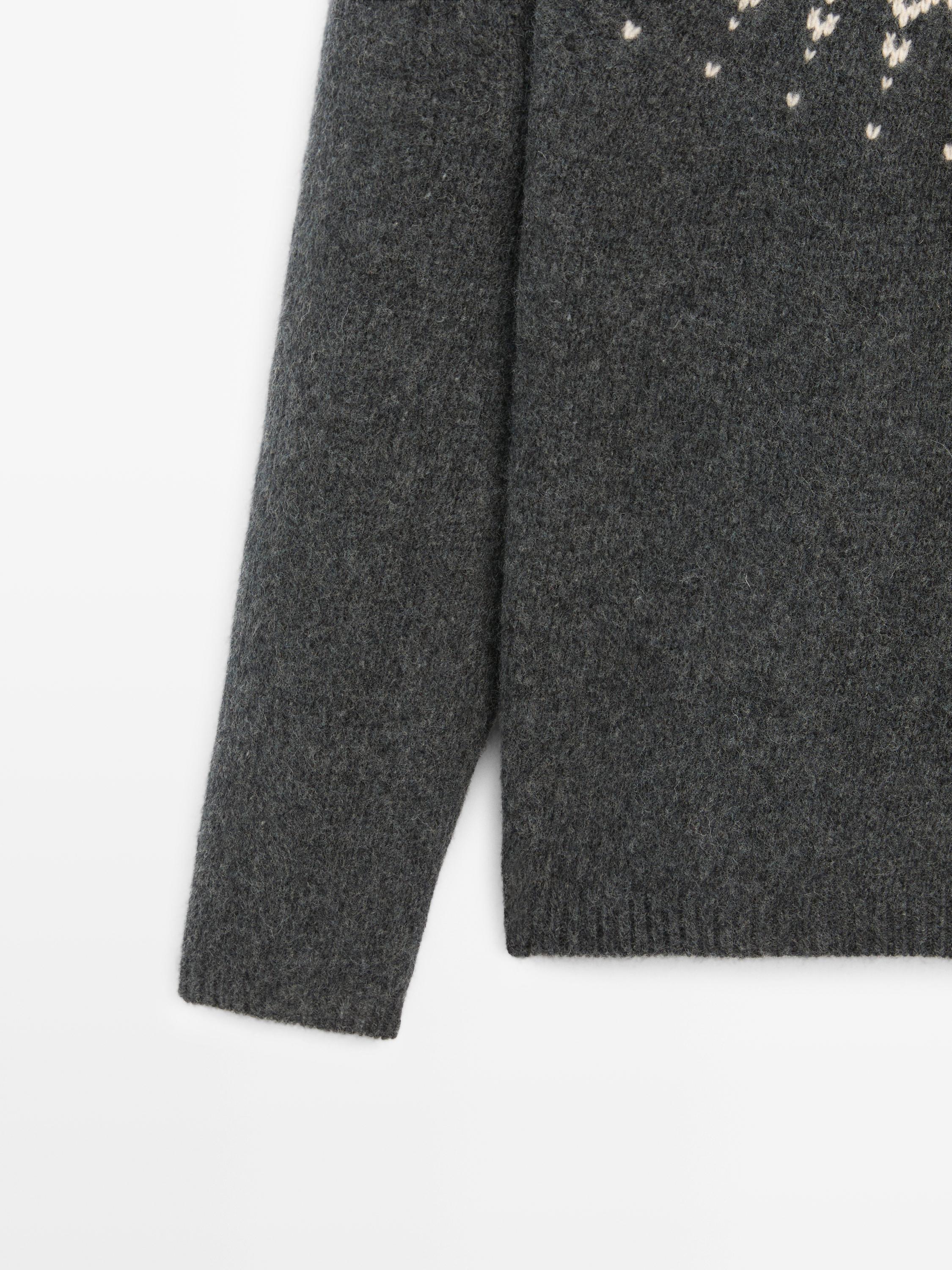 100% wool jacquard knit sweater