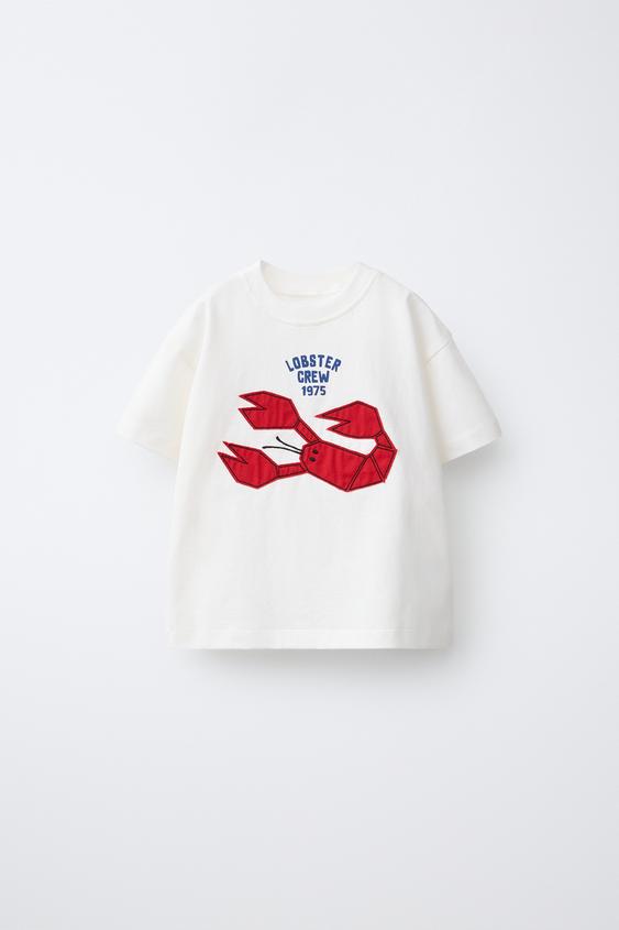 LOBSTER PATCH T-SHIRT - Ecru by Zara - Image 0