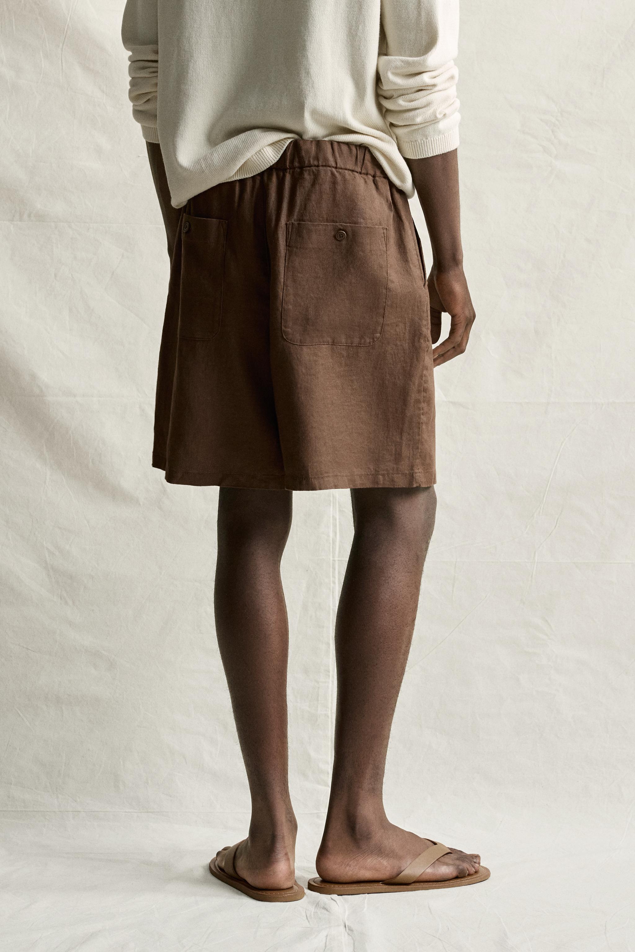 100% LINEN RELAXED FIT SHORTS