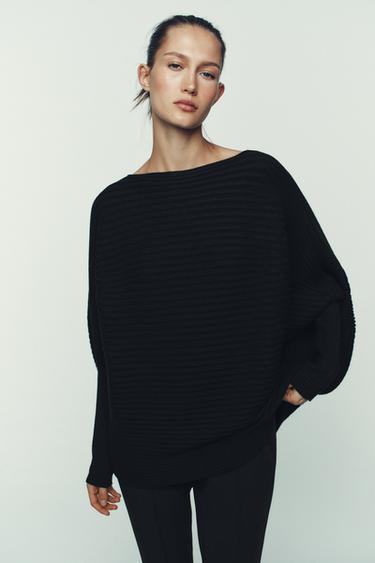 VOLUME TEXTURED KNIT JUMPER - Black by Zara