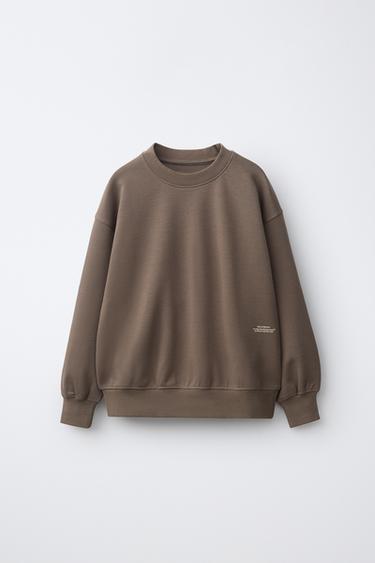 TEXT INTERLOCK SWEATSHIRT AND PANTS SET — Mink brown 2