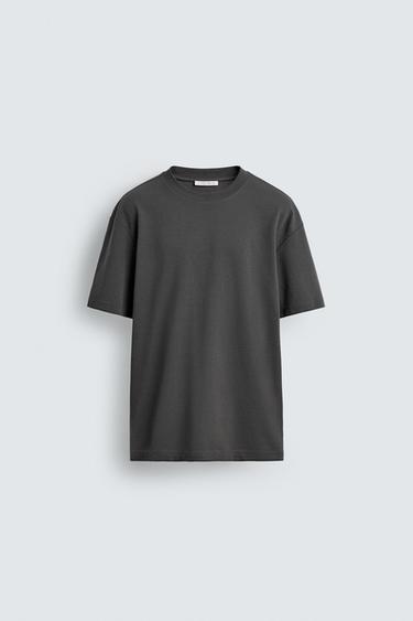 T-SHIRT RELAXED FIT INTERLOCK - Gris anthracite de Zara