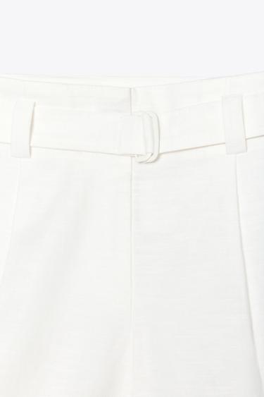 BERMUDA SHORTS WITH BELT - White by Zara - Image 4