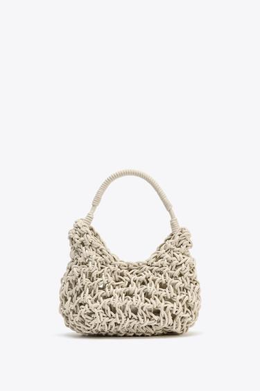 TOPSTITCHED BRAIDED HANDBAG - Ecru by Zara