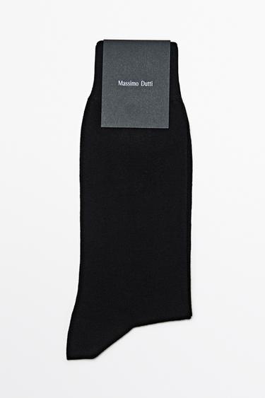 Zara Plain cotton blend knit socks - Black - Image 0