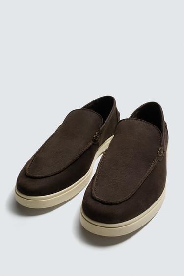 CASUAL LEATHER LOAFERS - Brown by Zara - Image 1