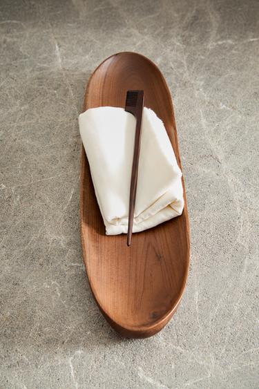 DECORATIVE TEAK WOOD TRAY - Light beige by Zara