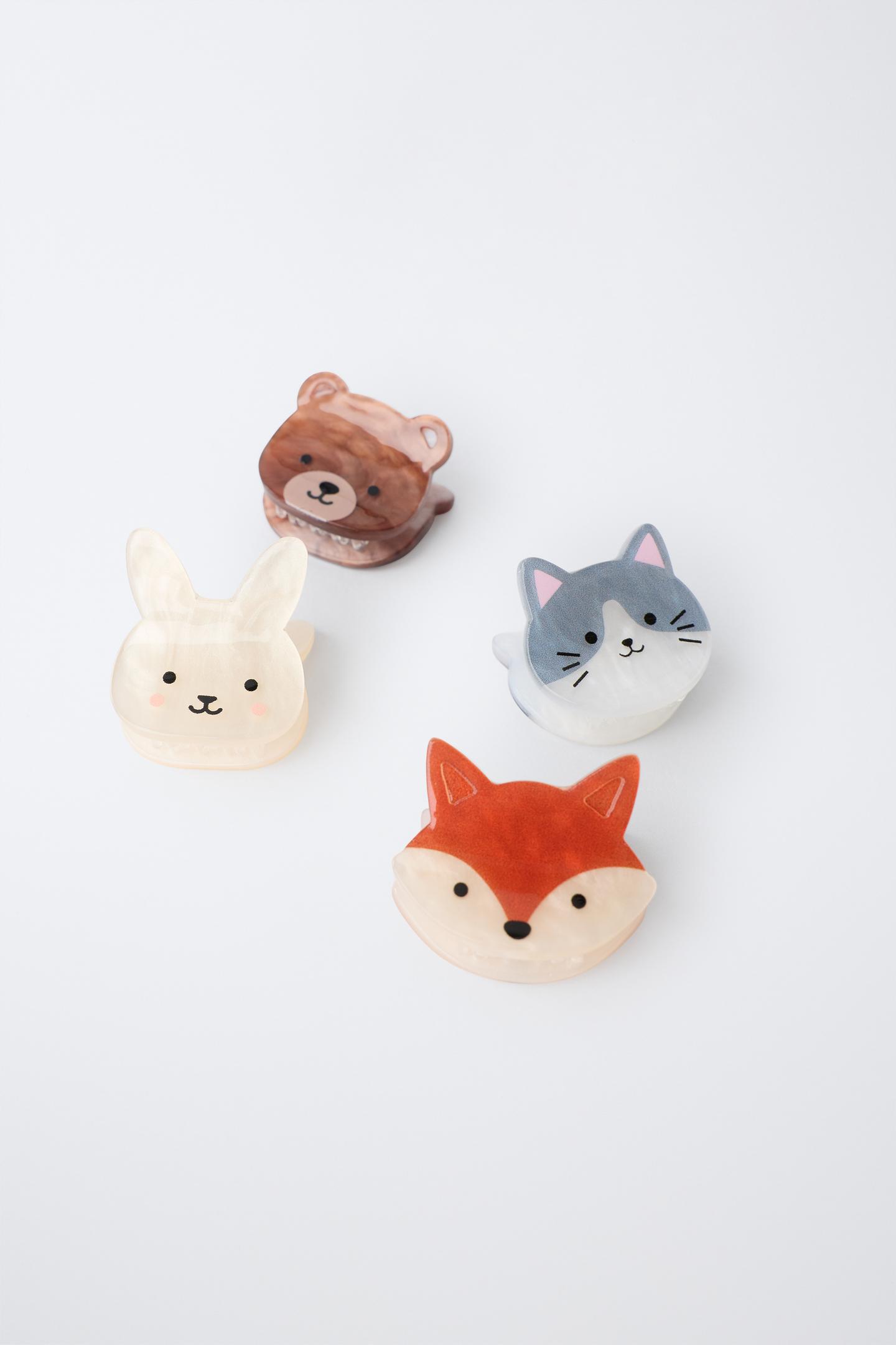 Детские аксессуары для волос Zara 4-PACK OF Animal Hair Clips, цвет: Разноцветный — фото 2