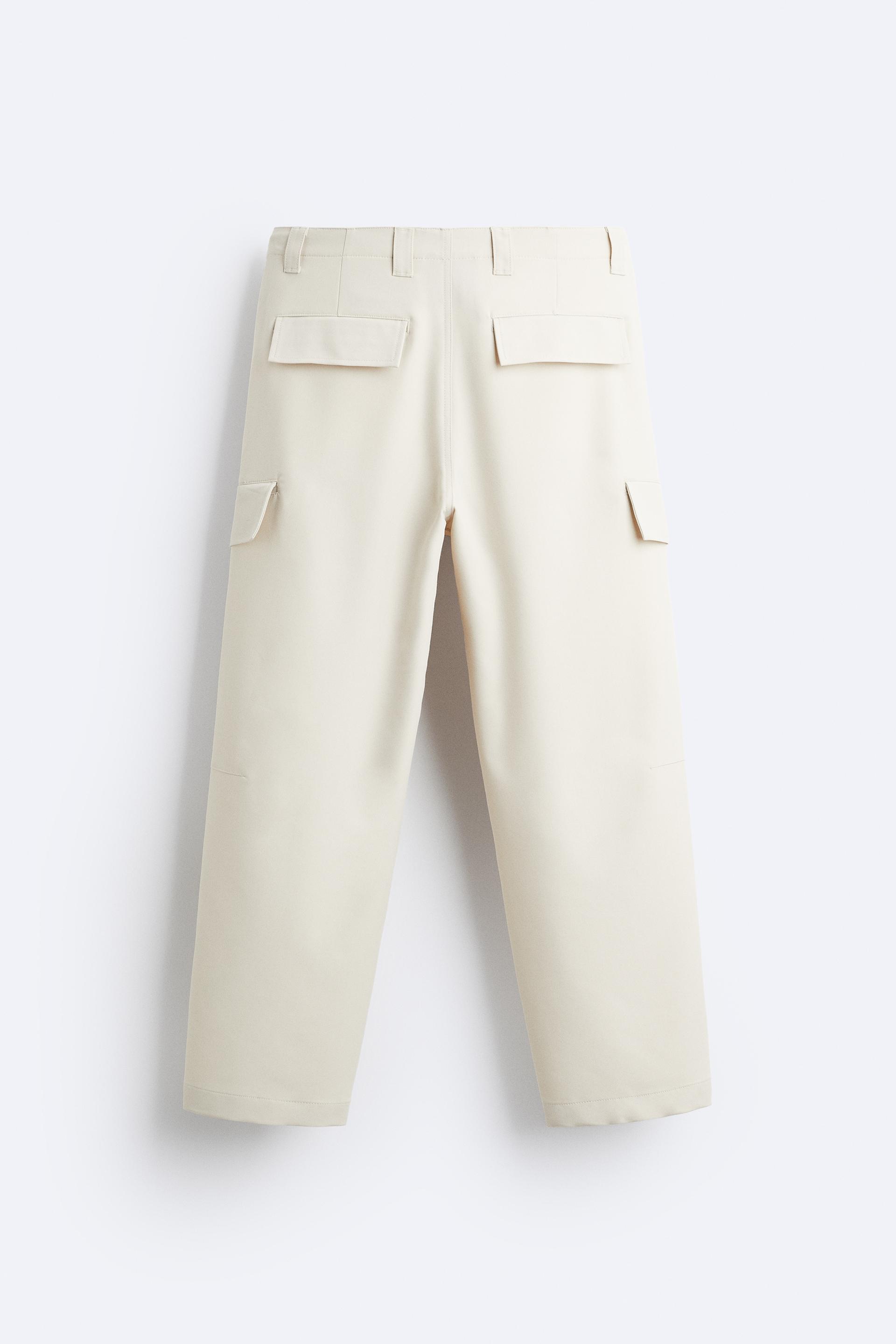 Zara Cargo Pants Trousers Wide Beige Size XS Bloggers Favorite