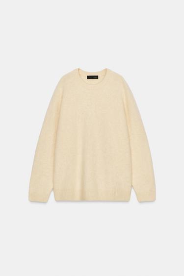 PULL LAINE ET CACHEMIRE EFFET BROSSÉ - Jaune clair de Zara - Image 1