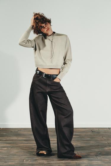 CROPPED TRICOT TRUI MET SCHOUDERVULLING - Steen van Zara
