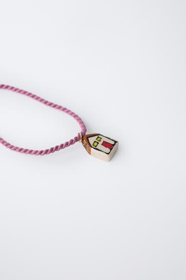 CERAMIC HOUSE CORD NECKLACE - Pink by Zara - Image 2