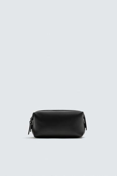 Zara LEATHER TOILETRY BAG - Black