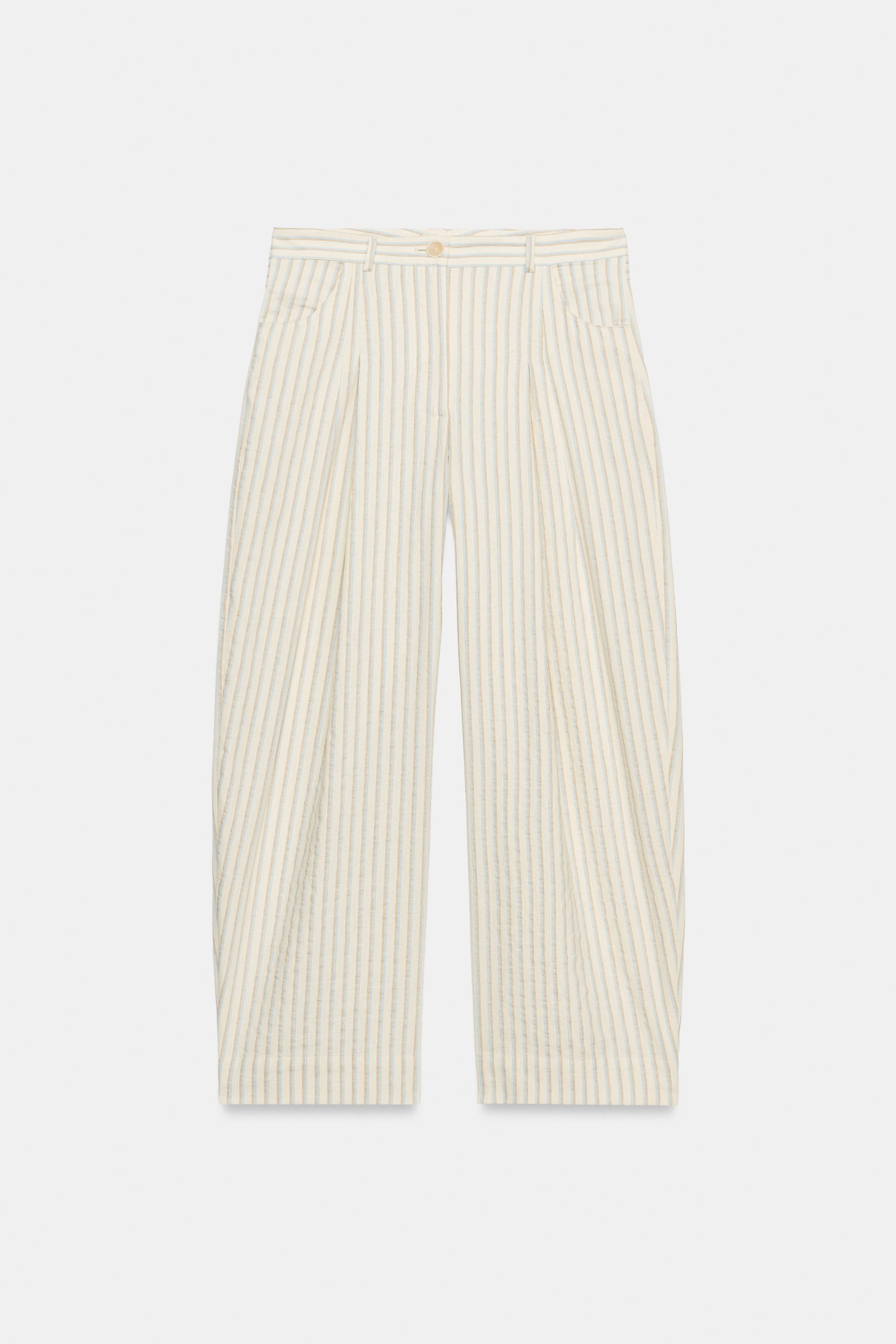Женские брюки Zara ZW COLLECTION STRIPED BARREL TROUSERS — фото 5