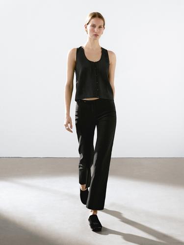 Pantalon flare taille fantaisie - Noir de Zara - Image 0