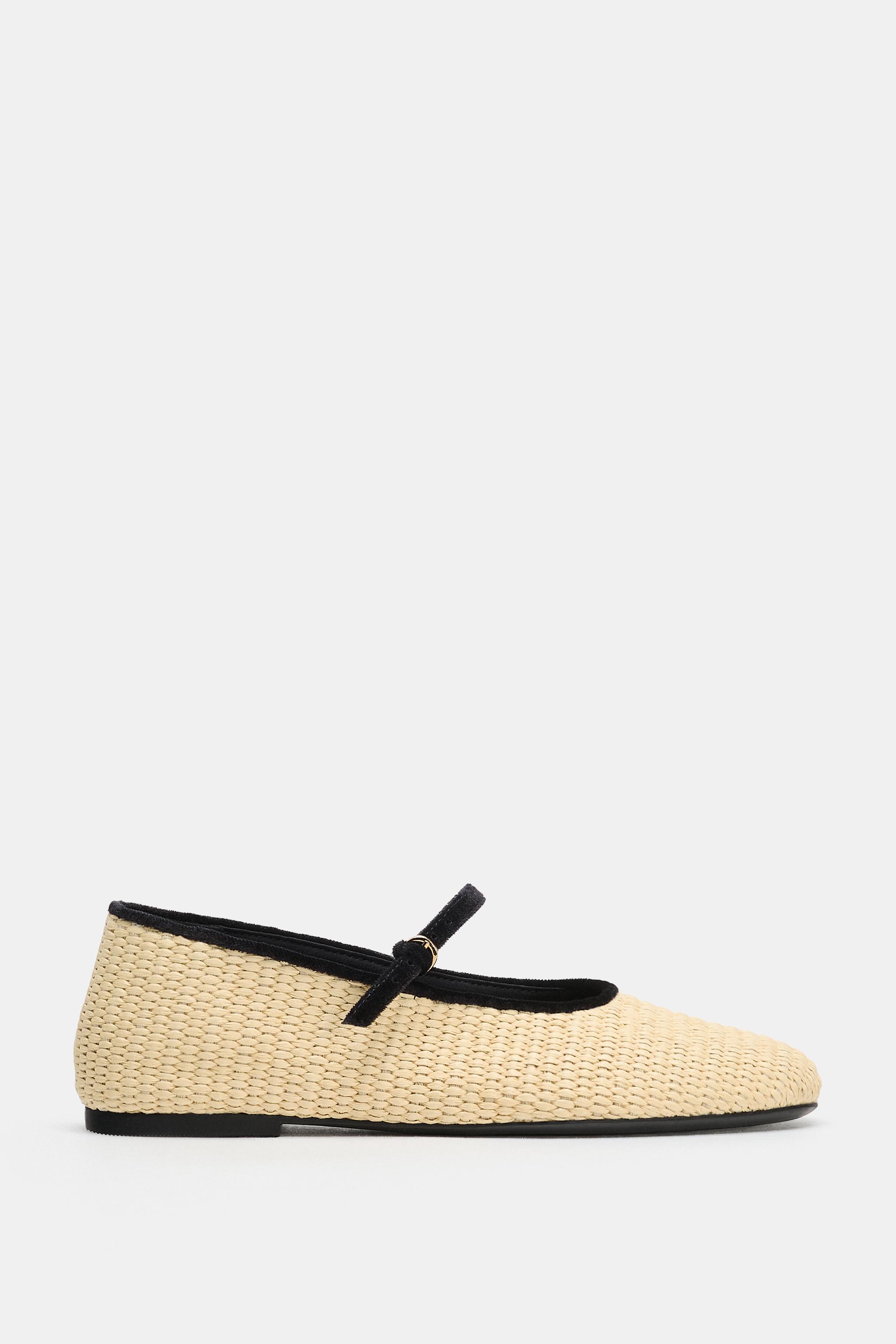 CONTRAST BRAIDED EFFECT BALLET FLATS — Light beige