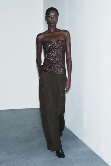 TOP BUSTIER CU PAIETE ZW COLLECTION LIMITED EDITION - Maro de la Zara - Imaginea 0