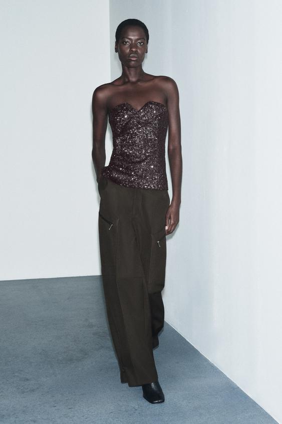 SEQUIN BUSTIER TOP ZW COLLECTION LIMITED EDITION