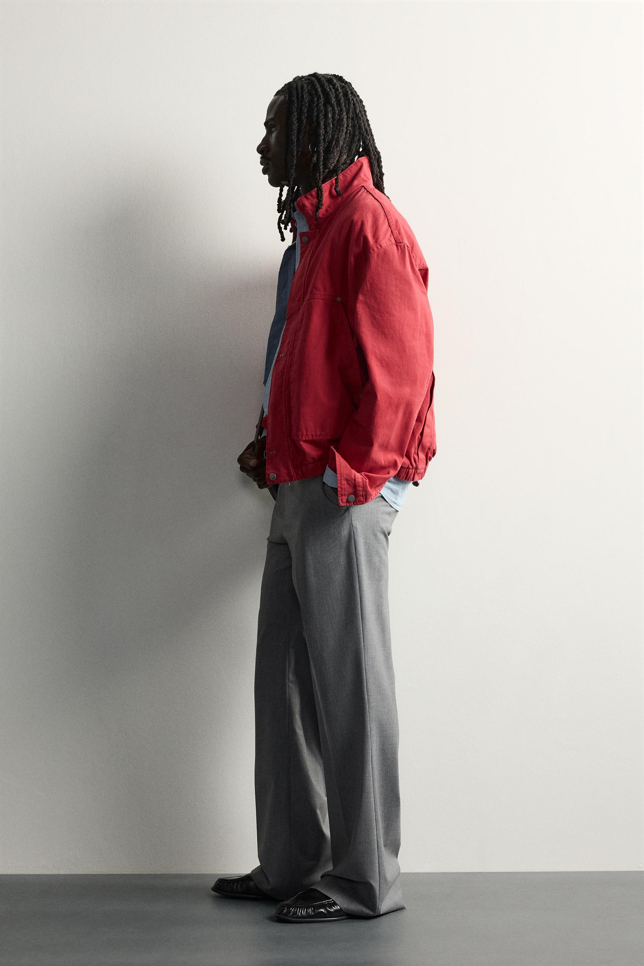 Zara RELAXED FIT JACKET WITH METAL FIREMAN CLASPS görsel 4