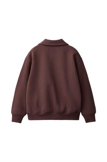 POLO COLLAR SWEATSHIRT — Brown 2