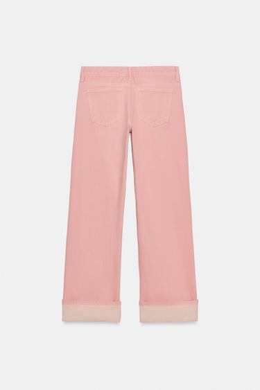 TRF LOW-RISE LOOSE FOLDED JEANS - Pink by Zara - Image 2