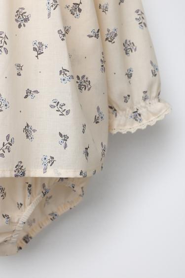 FLORAL PRINT BODYSUIT DRESS - Ecru by Zara - Image 2