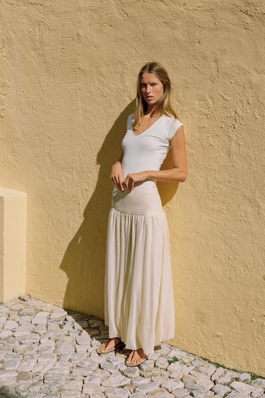 KNIT BALLOON SKIRT - Ecru by Zara