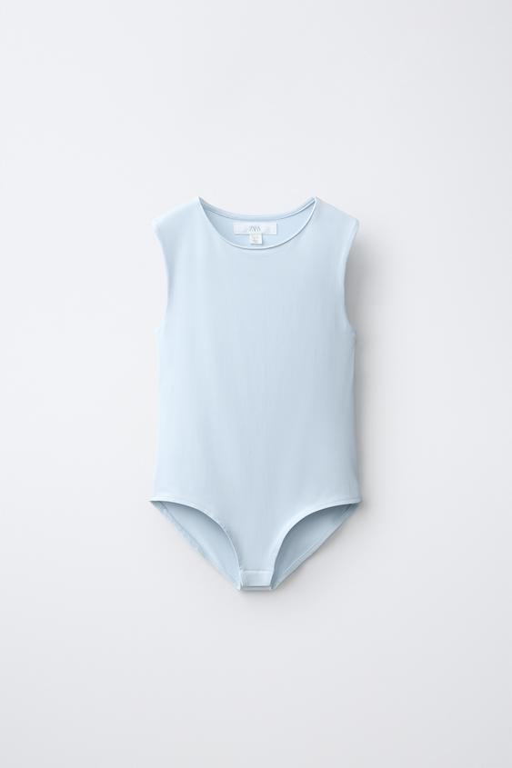 POLYAMIDE CUT-OUT BODYSUIT - Pastel blue by Zara - Image 0
