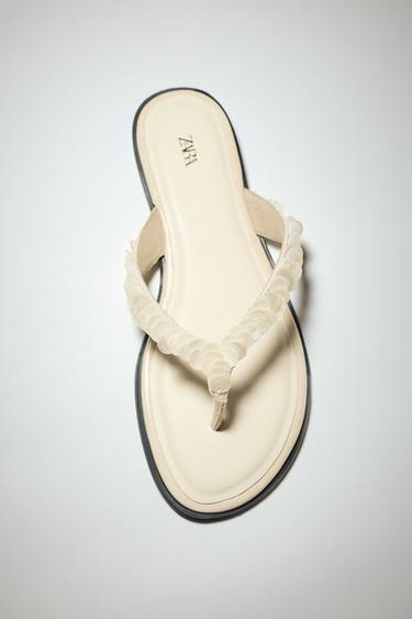 BEADED STRAP SANDALS - Beige by Zara