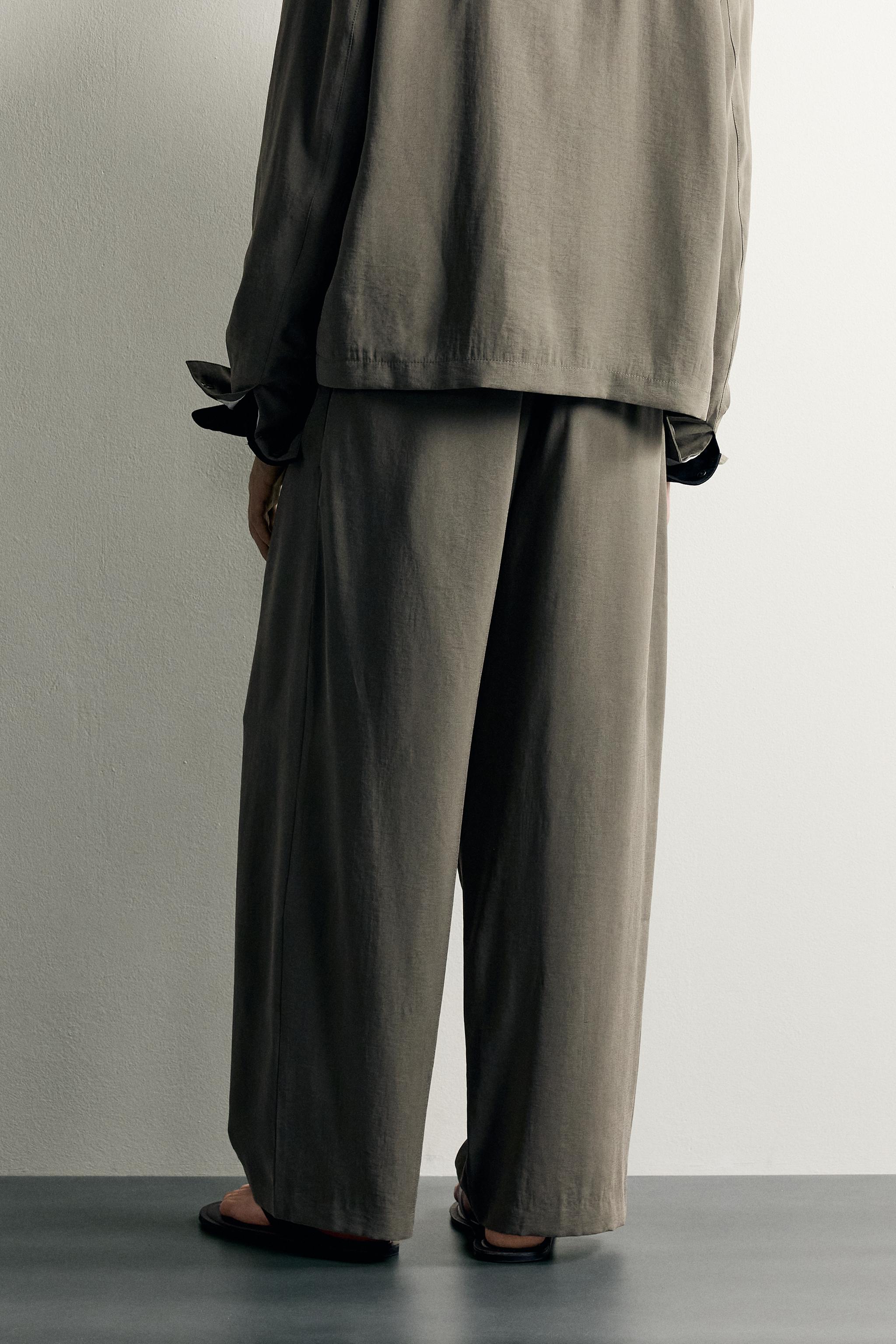 Zara PİLİLİ RELAXED FIT PANTOLON görsel 3