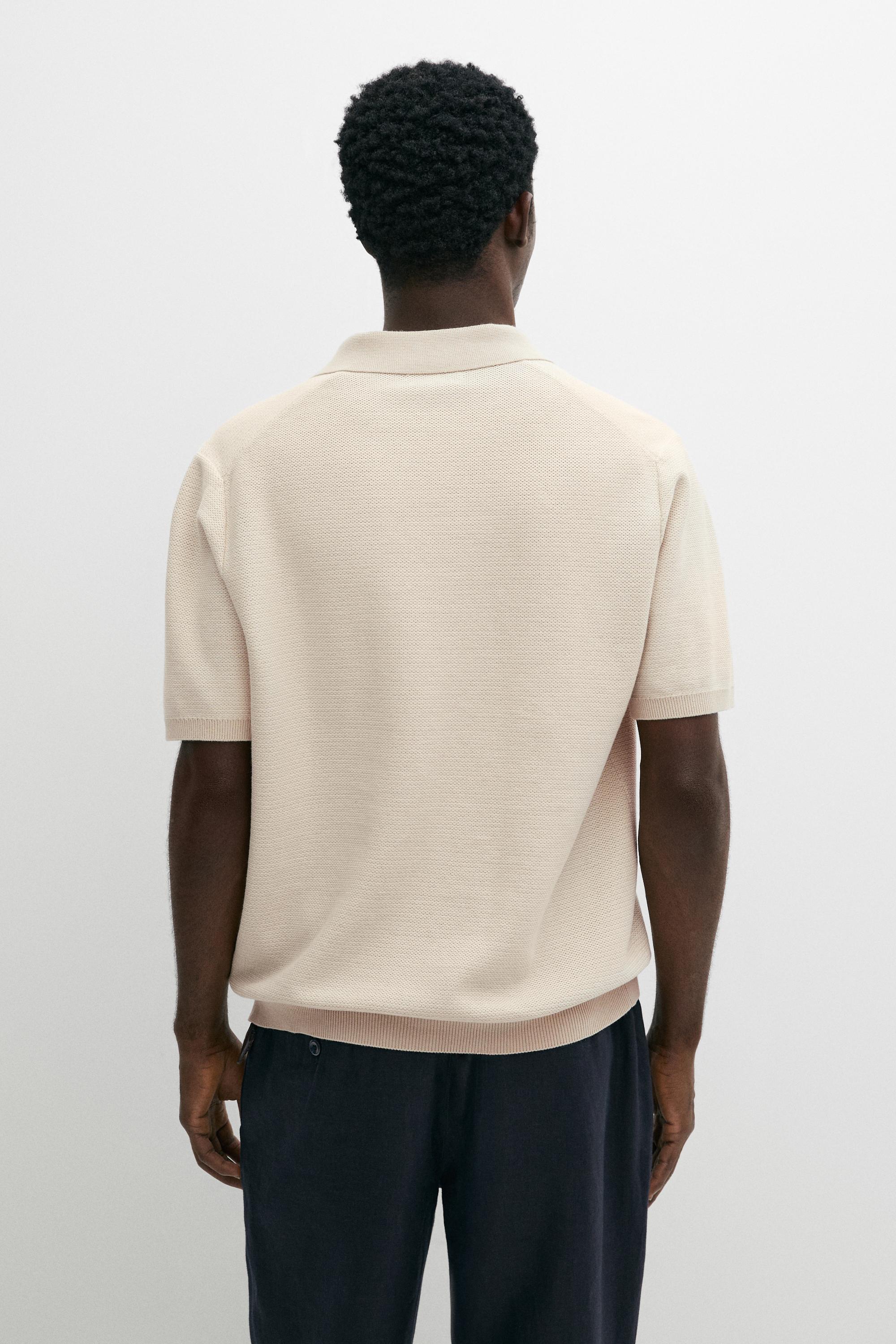 100% cotton contrast knit polo sweater