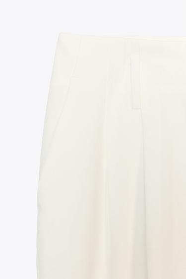 PANTALON LARGE À PINCES - Écru de Zara - Image 6